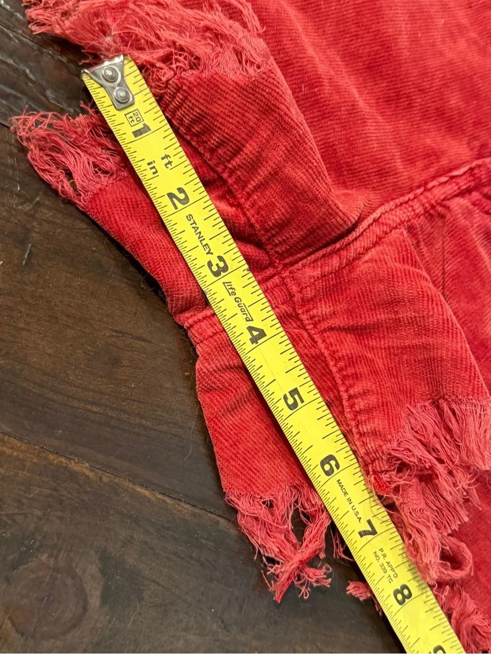 Free People Red Frayed Hem Shorts